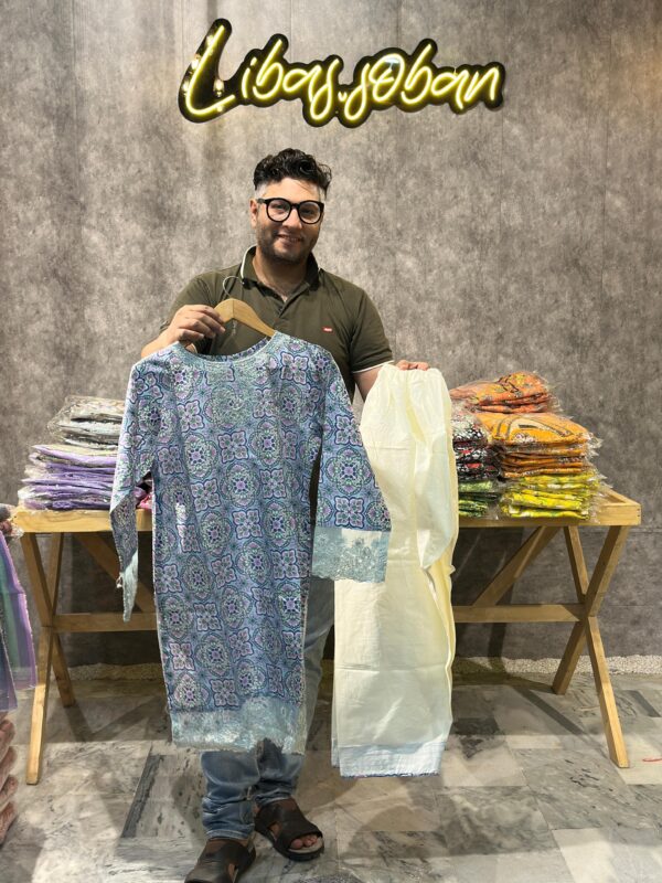 FARSHI SHALWAR | LAWN OUTFIT | 3PIECE | - Image 3