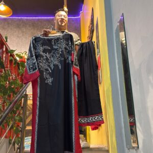 BLACK & RED KAFTAN | CREPE STUFF | FREE SIZE 2 PIECE OUTFIT |
