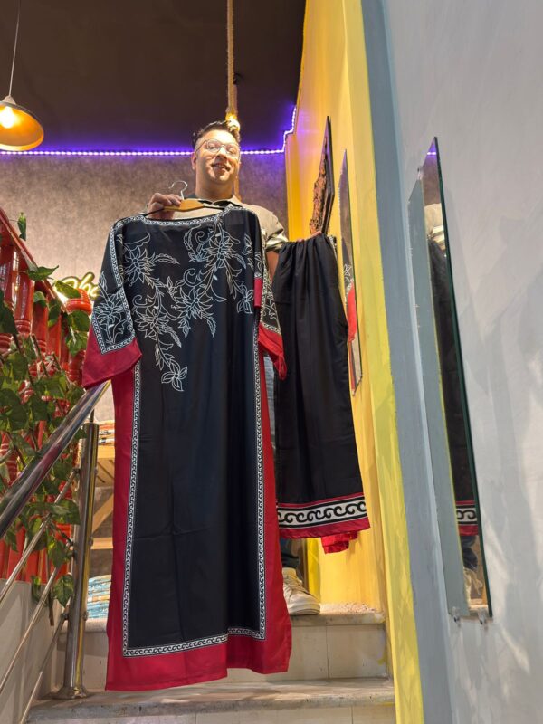 BLACK & RED KAFTAN | CREPE STUFF | FREE SIZE 2 PIECE OUTFIT |